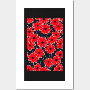 Beautiful Stylized Red Flowers, for all those who love nature #162 Posters and Art